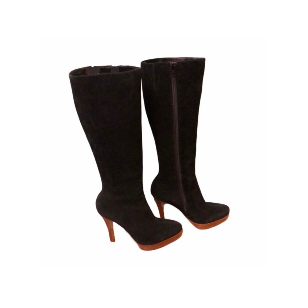 Vintage Y2K Bakers‎ Black Suede Knee High Platform Stiletto Boots 8